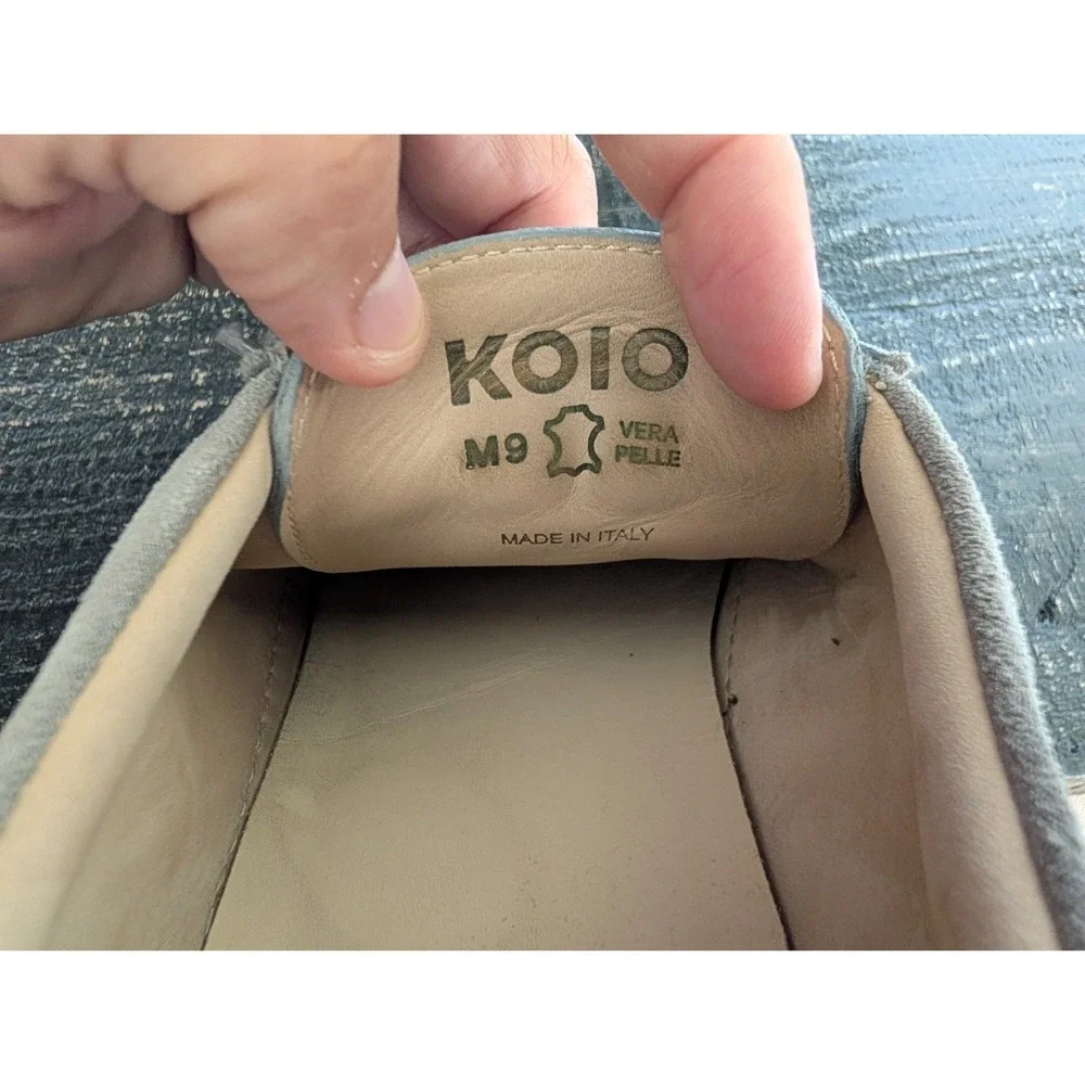 KOIO Capri Leather Sneakers Italian Suede Shoe Light Grey Men Sz EU 42 US 9